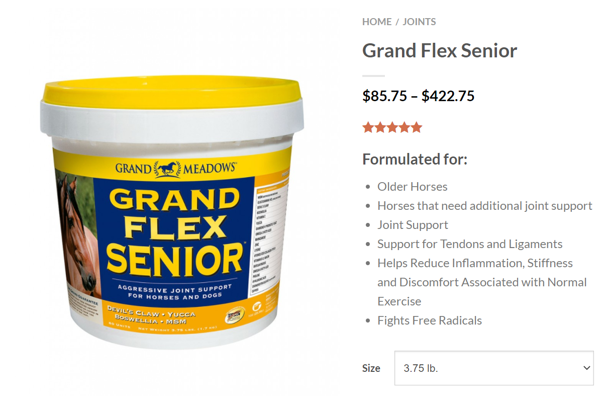 Grand flex senior horse supplements