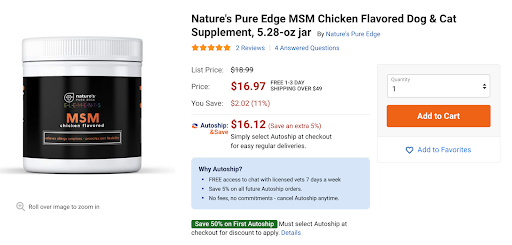 Nature’s Pure Edge MSM Chicken Flavored Cat Supplement