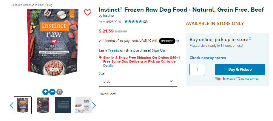 instinct raw dog food